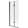 Mexen Castor 2-wing bathtub screen 80 x 150 cm, Frosted, Black - 892-080-002-70-30