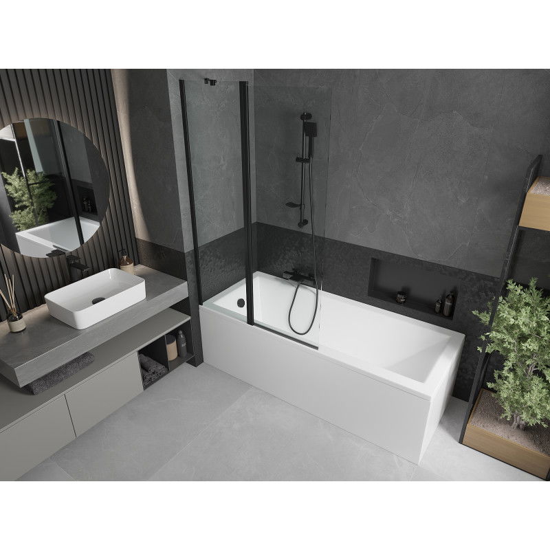 Mexen Flip 2-panel bath screen 100 x 150 cm, transparent, black - 894-100-101-70-00