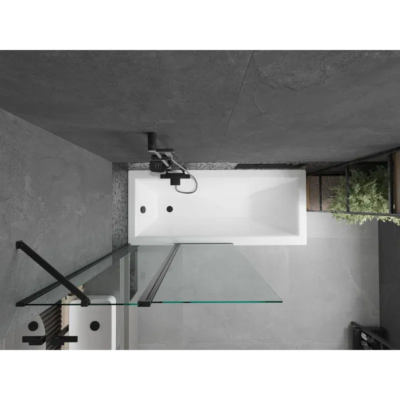 Mexen Flip 2-panel bath screen 100 x 150 cm, transparent, black - 894-100-101-70-00