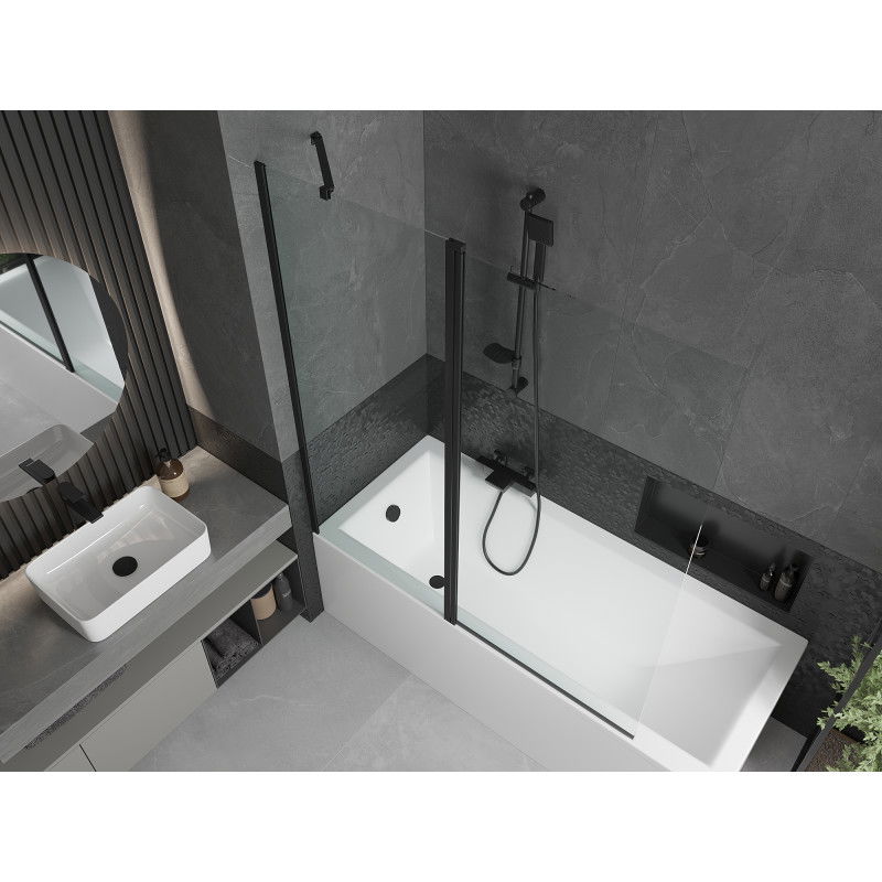 Mexen Flip 2-panel bath screen 140 x 150 cm, transparent, black - 894-140-101-70-00