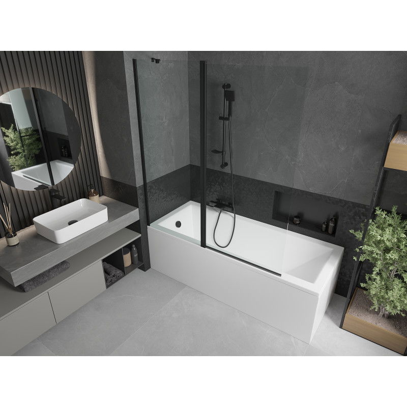 Mexen Flip 2-panel bath screen 140 x 150 cm, transparent, black - 894-140-101-70-00