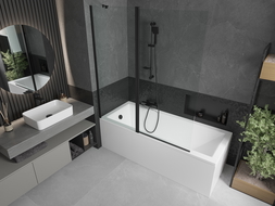 Mexen Flip 1-wing bathtub screen 140 x 150 cm, transparent, Black - 894-140-101-70-00