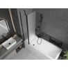 Mexen Flip 1-wing bathtub screen 80 x 150 cm, Frosted, Black - 894-080-101-70-30