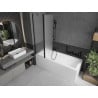 Mexen Flip 1-wing bathtub screen 80 x 150 cm, Frosted, Black - 894-080-101-70-30