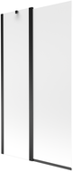 Mexen Flip 1-wing bathtub screen 100 x 150 cm, Frosted, Black - 894-100-101-70-30