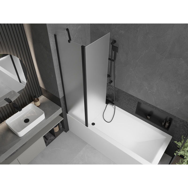 Mexen Flip 2-panel bath screen 100 x 150 cm, frosted, black - 894-100-101-70-30