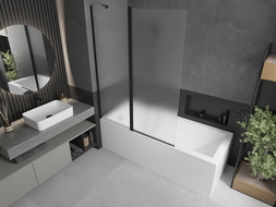 Mexen Flip 1-wing bathtub screen 120 x 150 cm, Frosted, Black - 894-120-101-70-30