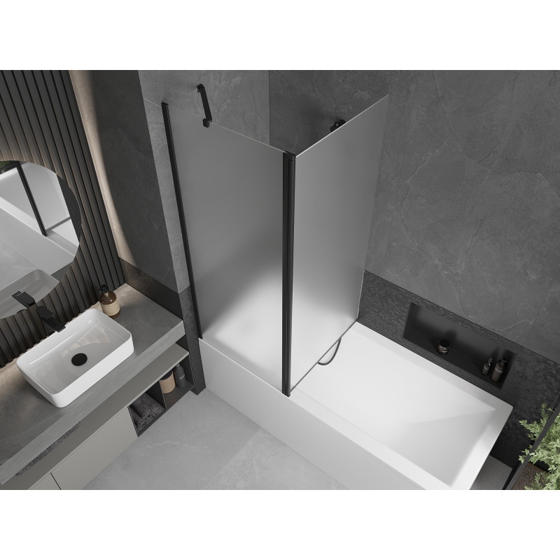 Mexen Flip 2-wing bathtub screen 140 x 150 cm, frost, black - 894-140-101-70-30