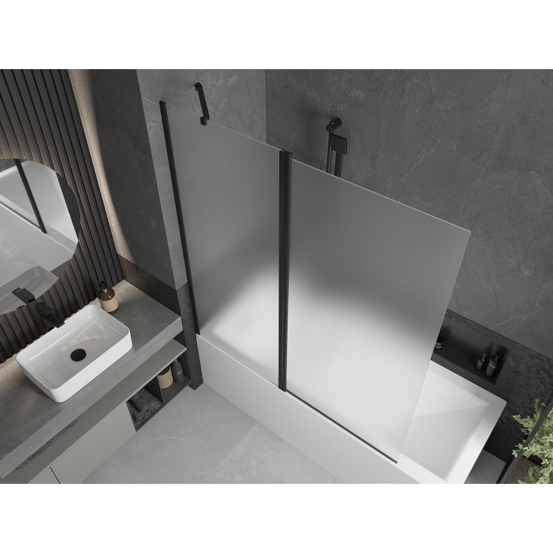 Mexen Flip 2-wing bath screen 140 x 150 cm, frost, black - 894-140-101-70-30
