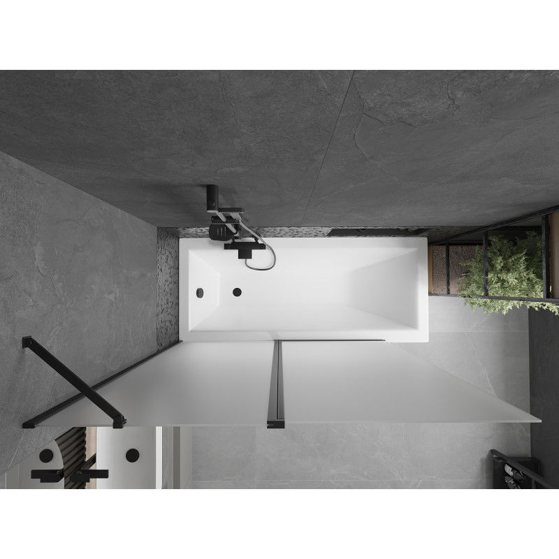 Mexen Flip 2-wing bath screen 140 x 150 cm, frost, black - 894-140-101-70-30