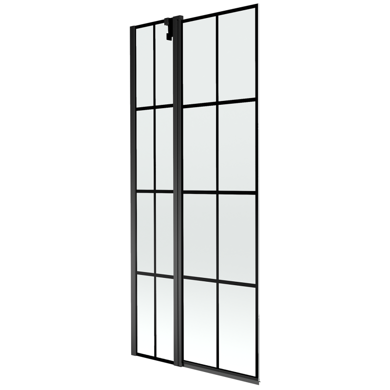 Mexen Flip 2-panel bath screen 80 x 150 cm, black grid, black - 894-080-101-70-77