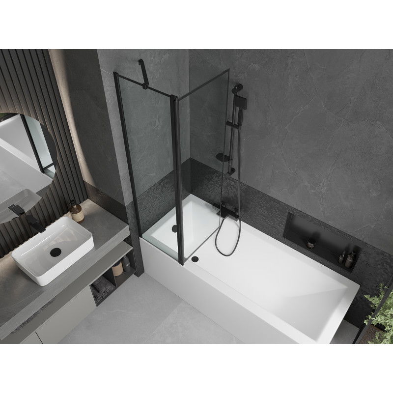 Mexen Flip 2-wing bathtub screen 100 x 150 cm, black frame, black - 894-100-101-70-70