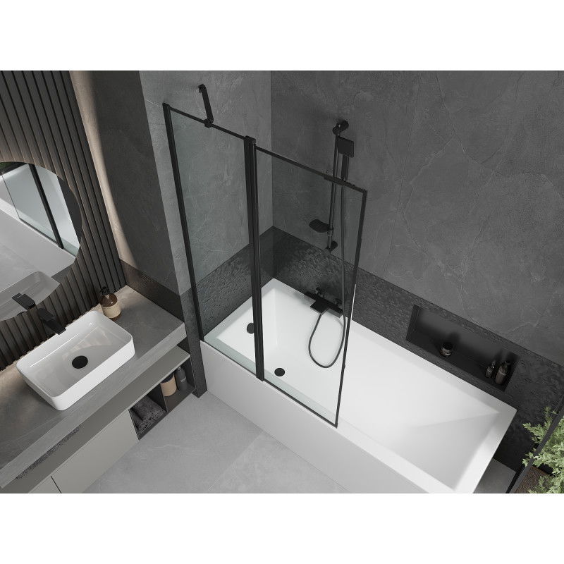 Mexen Flip 2-wing bathtub screen 100 x 150 cm, black frame, black - 894-100-101-70-70