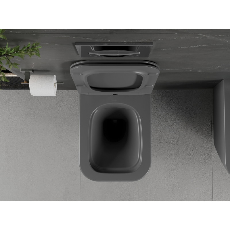 Mexen Madox Rimless toilet bowl with slow-close slim seat, duroplast, dark gray matte - 30154061