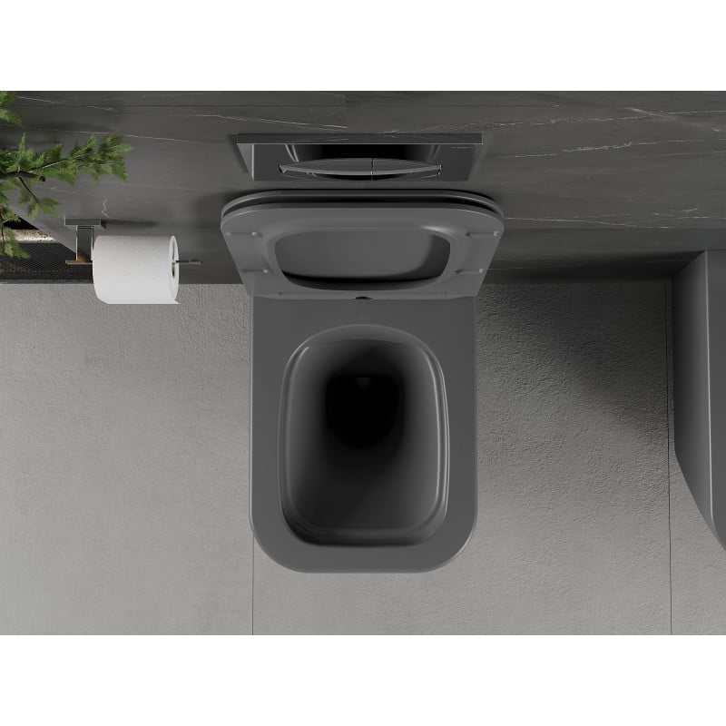 Mexen Madox Rimless WC Bowl with Soft-Close Slim Seat, Duroplast, Dark Gray Matte - 30154061