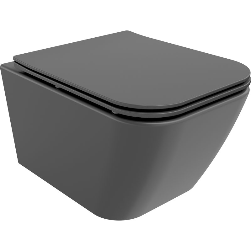 Mexen Madox Rimless Toilet with Soft-Close Slim Seat, Duroplast, Dark Gray Matte - 30154061