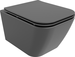 Mexen Madox Rimless Toilet with Soft-Close Slim Seat, Duroplast, Dark Gray Matte - 30154061