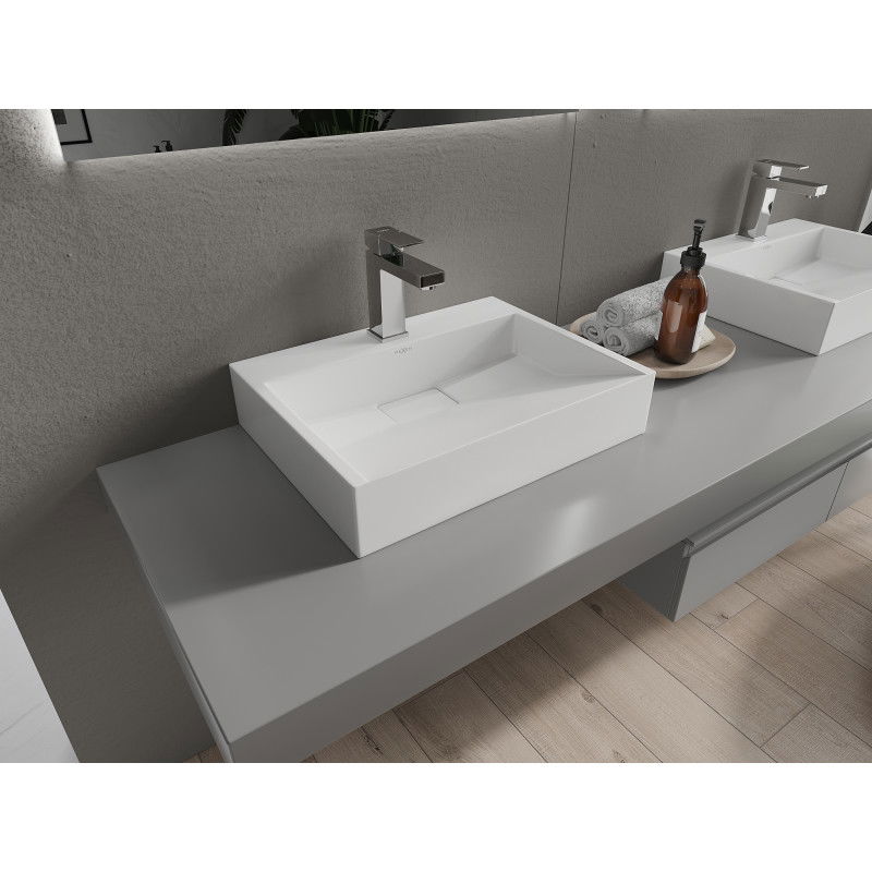 Mexen Ava countertop basin made of conglomerate 1/O 50 x 38 cm, white - 23015001