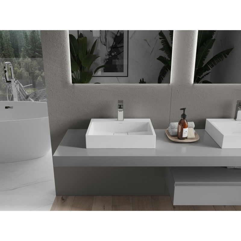 Mexen Ava countertop basin made of conglomerate 1/O 50 x 38 cm, white - 23015001