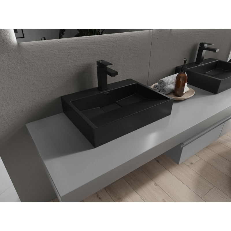 Mexen Ava above-counter washbasin made of conglomerate 1/O 50 x 38 cm, black - 23015071