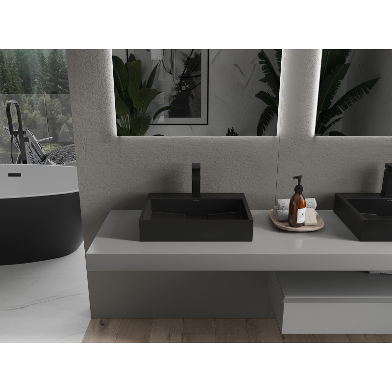 Mexen Ava above-counter washbasin made of conglomerate 1/O 50 x 38 cm, black - 23015071