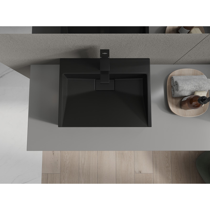 Mexen Ava above-counter washbasin made of conglomerate 1/O 50 x 38 cm, black - 23015071