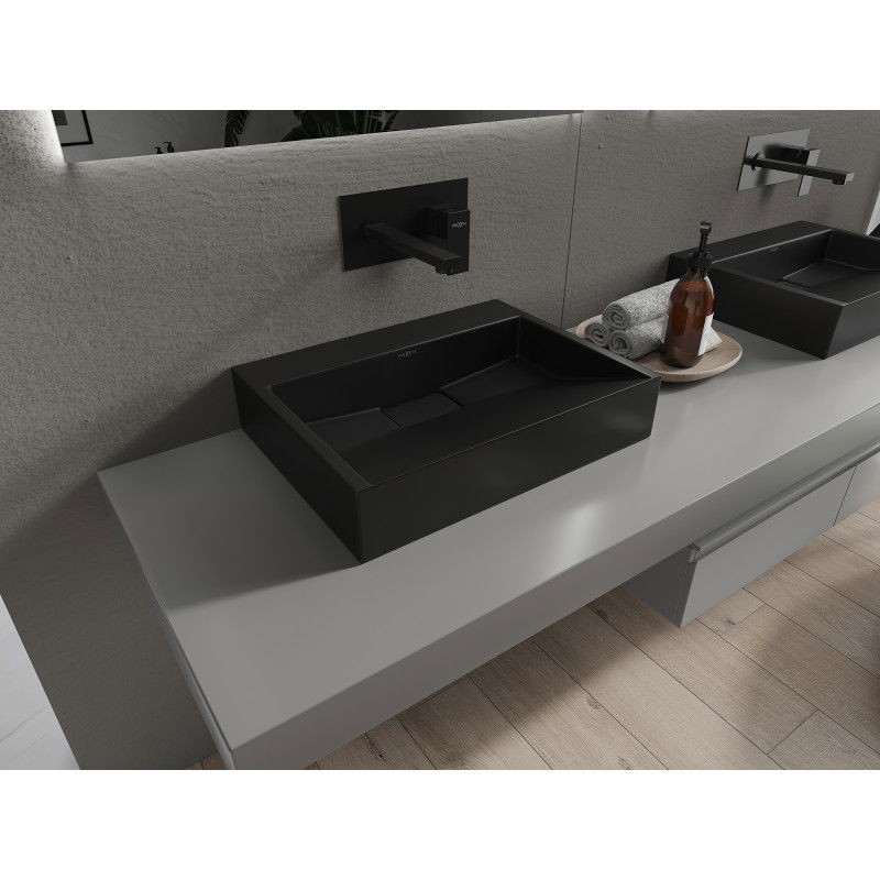 Mexen Ava countertop washbasin made of conglomerate B/O 50 x 38 cm, black - 23015070