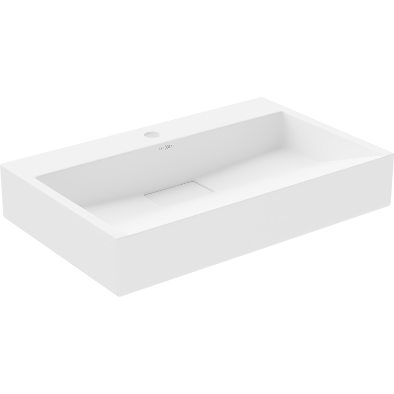 Mexen Ava countertop washbasin made of conglomerate 1/O 60 x 38 cm, white - 23016001