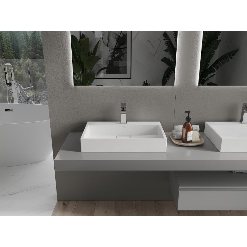 Mexen Ava countertop washbasin made of conglomerate 1/O 60 x 38 cm, white - 23016001