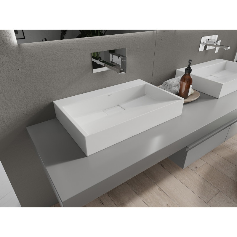 Mexen Ava countertop washbasin made of conglomerate B/O 60 x 38 cm, white - 23016000