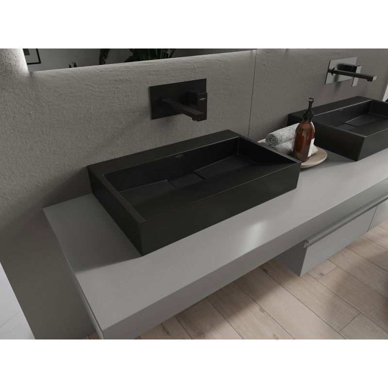 Mexen Ava countertop basin made of conglomerate B/O 60 x 38 cm, black - 23016070