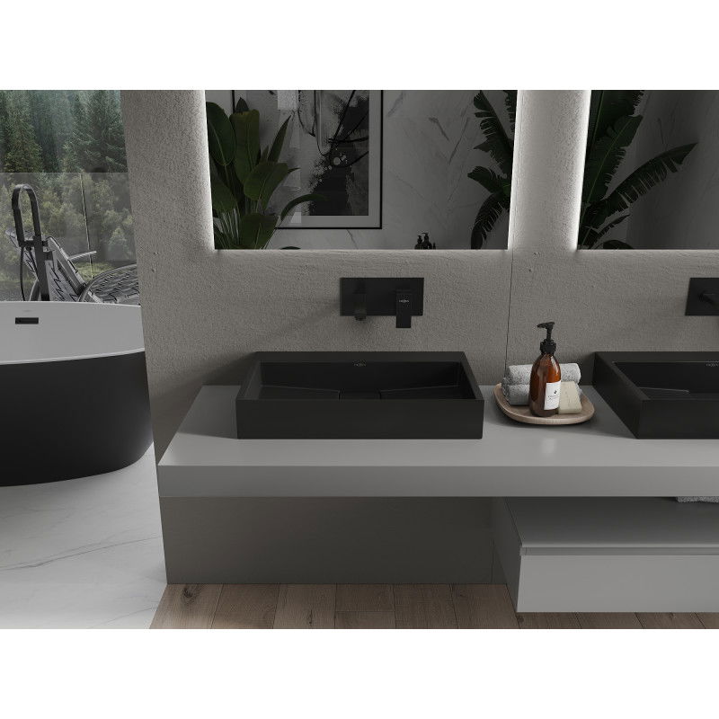 Mexen Ava countertop basin made of conglomerate B/O 60 x 38 cm, black - 23016070