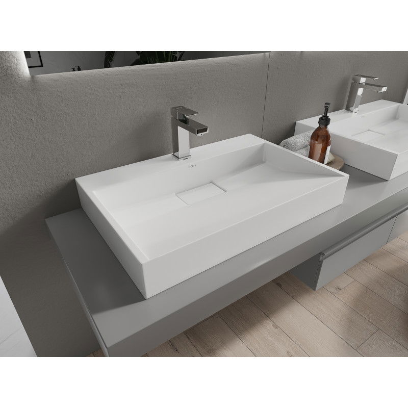 Mexen Ava countertop washbasin made of conglomerate 1/O 70 x 46 cm, white - 23017001