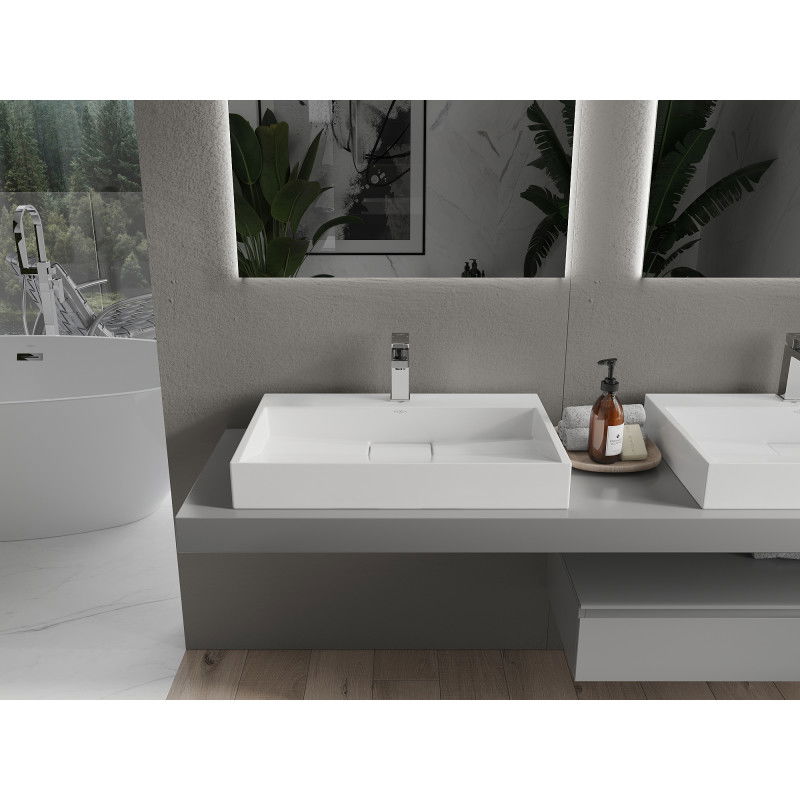 Mexen Ava countertop washbasin made of conglomerate 1/O 70 x 46 cm, white - 23017001