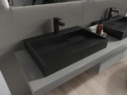 Mexen Ava conglomerate countertop washbasin 1-Hole 70 x 46 cm, Black - 23017071