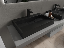 Mexen Ava countertop washbasin made of conglomerate 1/O 70 x 46 cm, black - 23017071