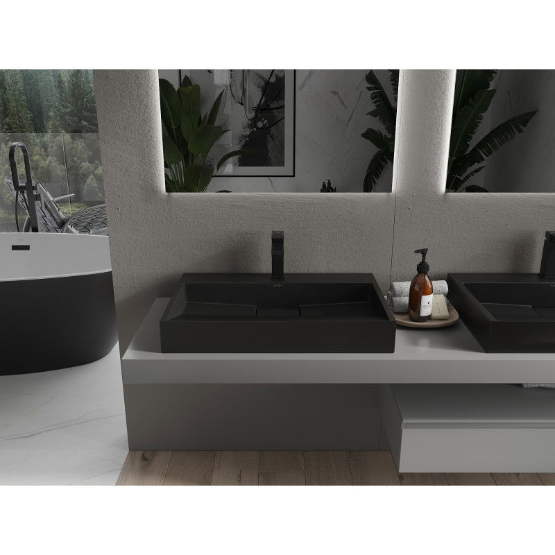 Mexen Ava countertop basin made of conglomerate 1/O 70 x 46 cm, black - 23017071