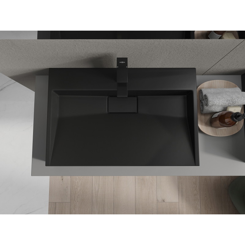 Mexen Ava countertop washbasin made of conglomerate 1/O 70 x 46 cm, black - 23017071