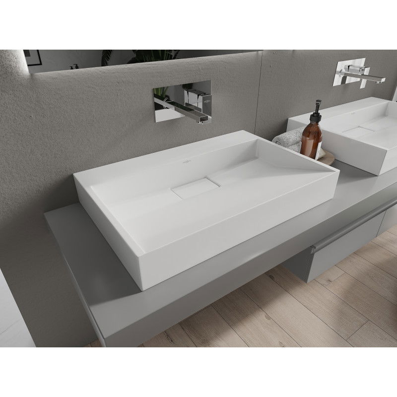 Mexen Ava countertop washbasin made of conglomerate B/O 70 x 46 cm, white - 23017000