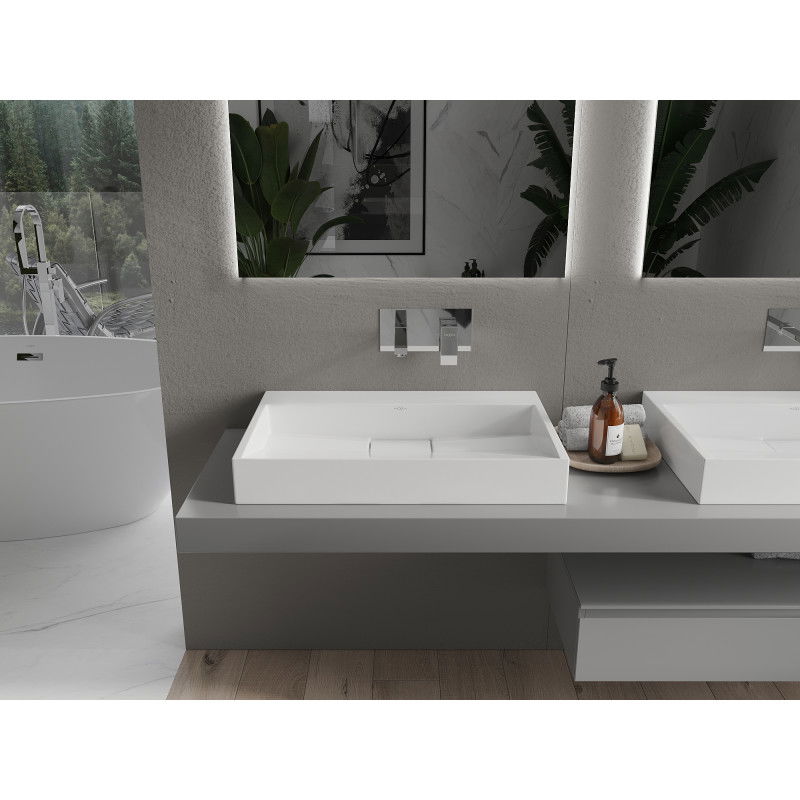 Mexen Ava countertop washbasin made of conglomerate B/O 70 x 46 cm, white - 23017000
