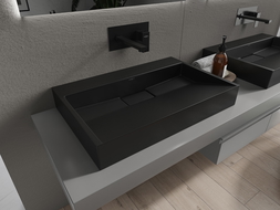 Mexen Ava conglomerate countertop washbasin W/O 70 x 46 cm, Black - 23017070