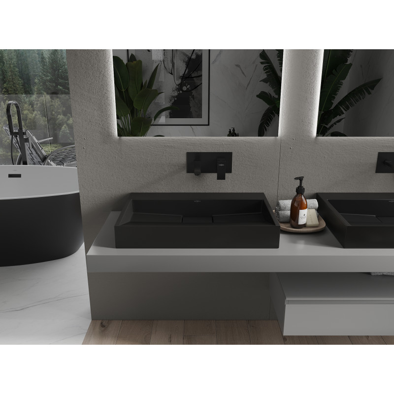 Mexen Ava countertop wash basin made of compound B/O 70 x 46 cm, black - 23017070