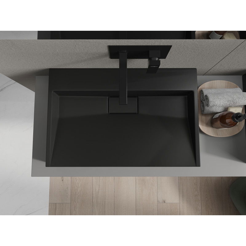 Mexen Ava countertop basin made of conglomerate B/O 70 x 46 cm, black - 23017070