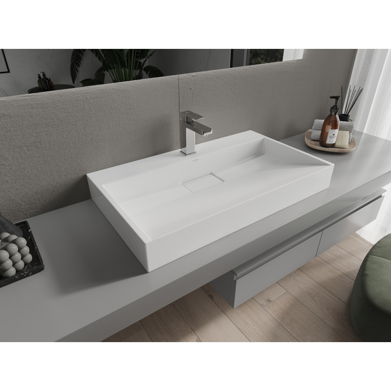 Mexen Ava countertop sink made of conglomerate 1/O 80 x 46 cm, white - 23018001