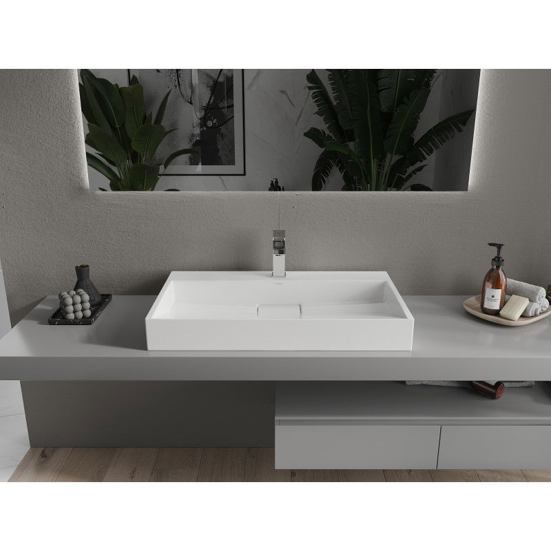 Mexen Ava countertop basin made of conglomerate 1/O 80 x 46 cm, white - 23018001