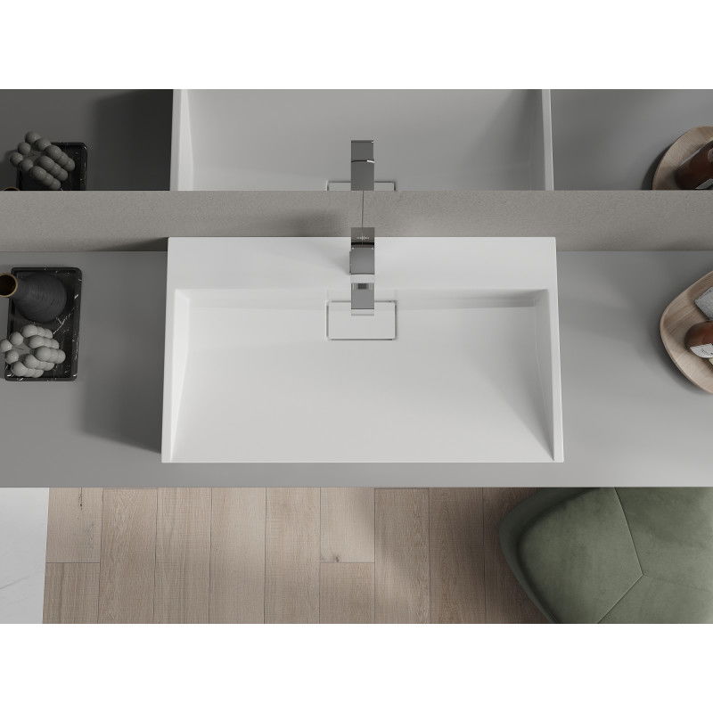 Mexen Ava countertop basin made of conglomerate 1/O 80 x 46 cm, white - 23018001