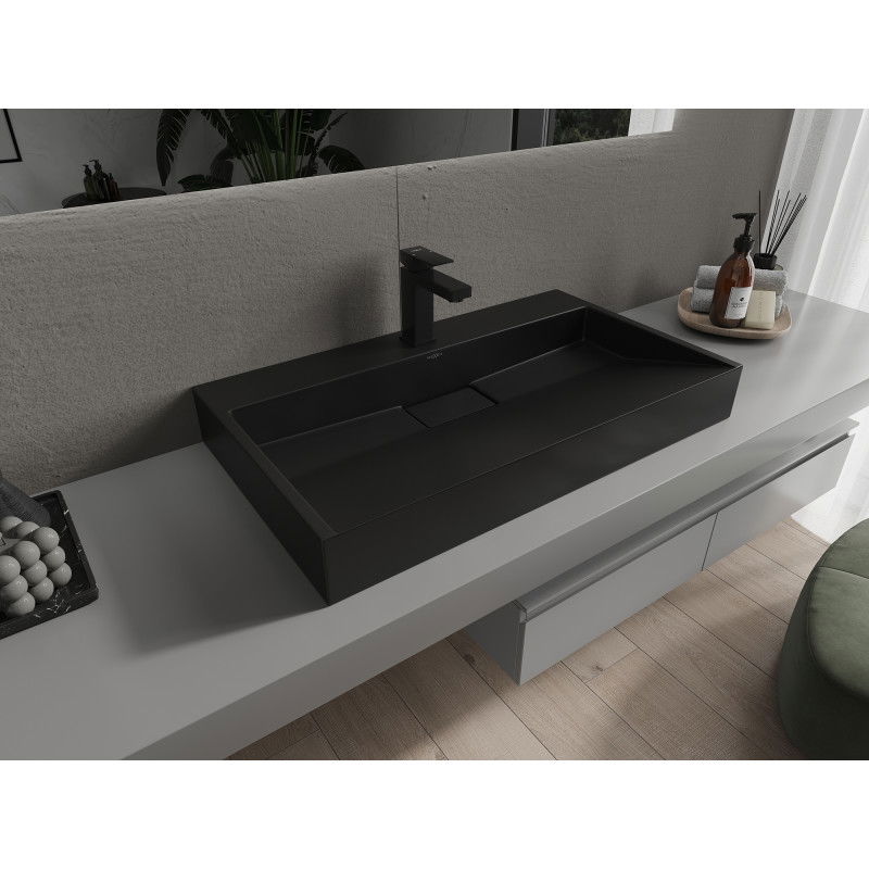 Mexen Ava countertop sink made of conglomerate 1/O 80 x 46 cm, black - 23018071