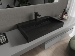 Mexen Ava countertop washbasin made of conglomerate 1/O 80 x 46 cm, black - 23018071