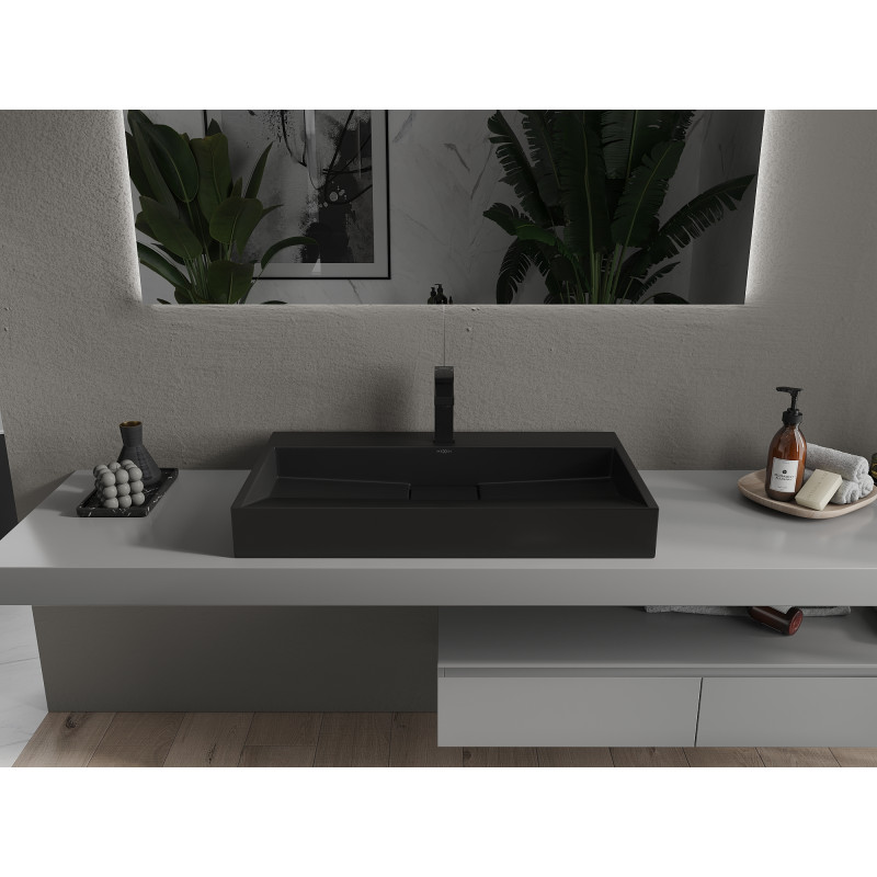 Mexen Ava countertop washbasin made of conglomerate 1/O 80 x 46 cm, black - 23018071