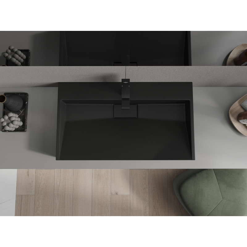Mexen Ava countertop washbasin made of conglomerate 1/O 80 x 46 cm, black - 23018071